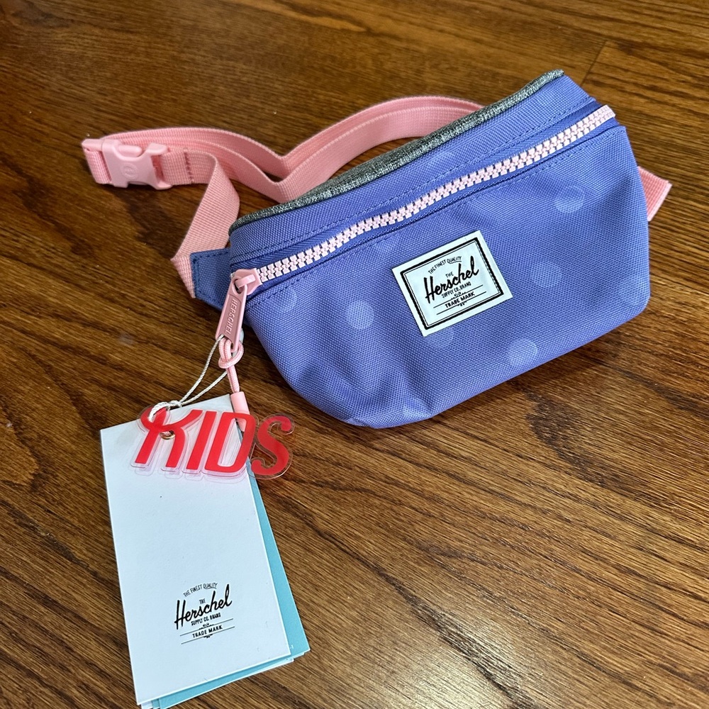 NWT Herschel Supply Company Kids Lavender and Pink Polka Dot Belt Bag